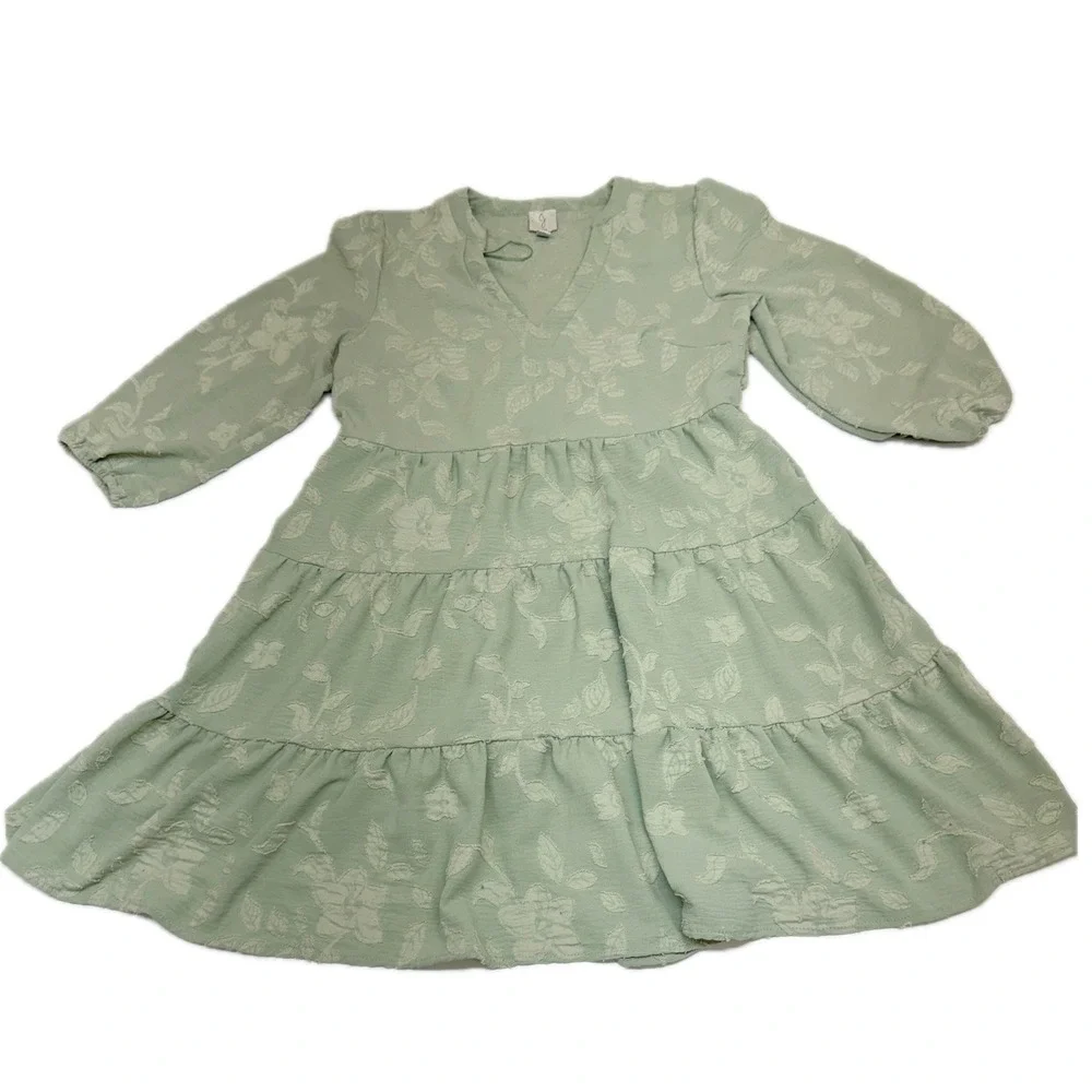Joie Dress Womens Medium Green Floral Jacquard Boho Cottagecore